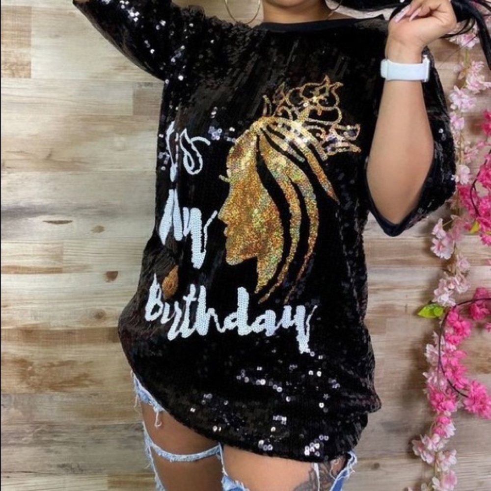 It’s My Birthday sequin Shirt Dress